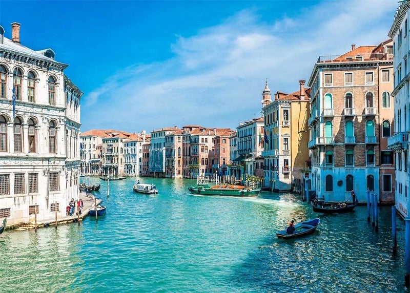 BELECO 7x5ft Fabric Venice Italy Backdrop Grand Canal Water Streets Boats Gondolas Europe Travel Photography Backdrop Italian Party Decorations Adult Game Birthday Photoshoot Photo Background Props - Image 2